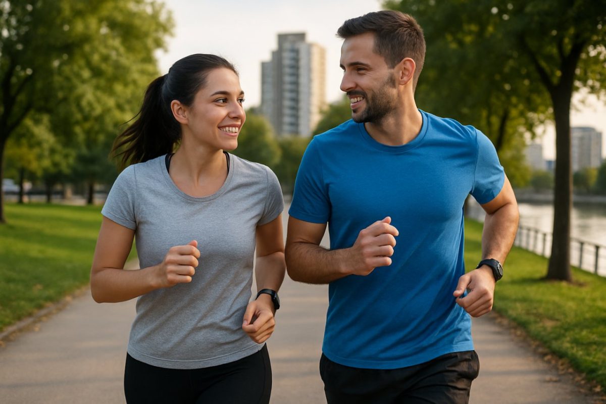 un couple fait un footing