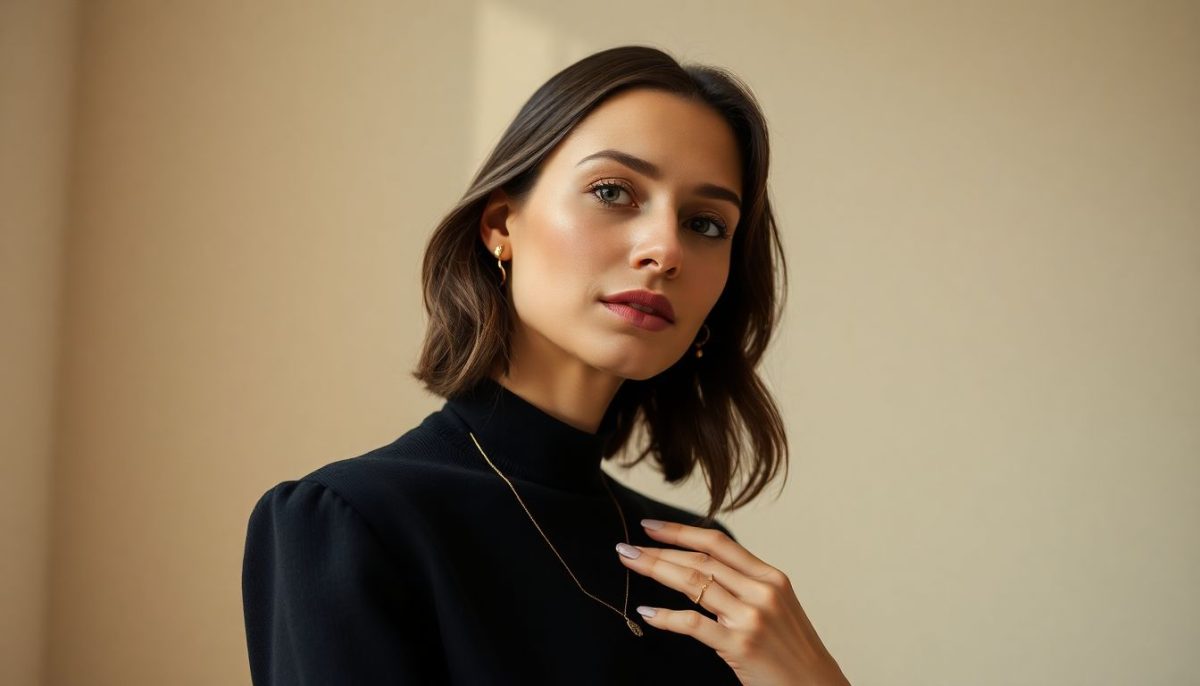 Bijoux dorés minimalistes : l'art subtil de rehausser une tenue sombre avec élégance