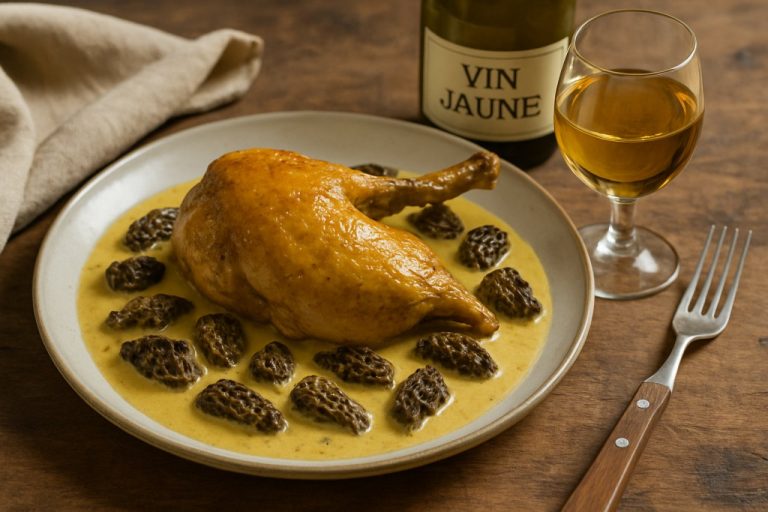 Pintade aux morilles et vin jaune