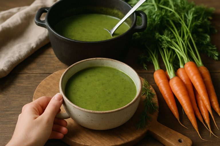 Soupe aux fanes de carottes