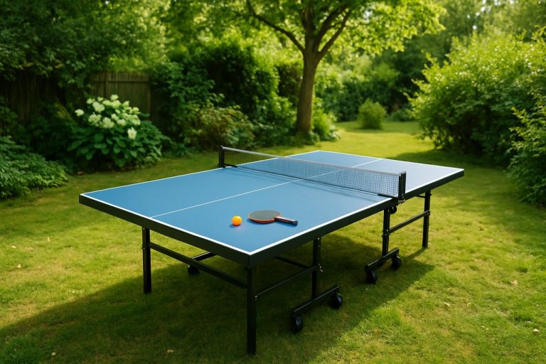 table de ping pong dans le jardin