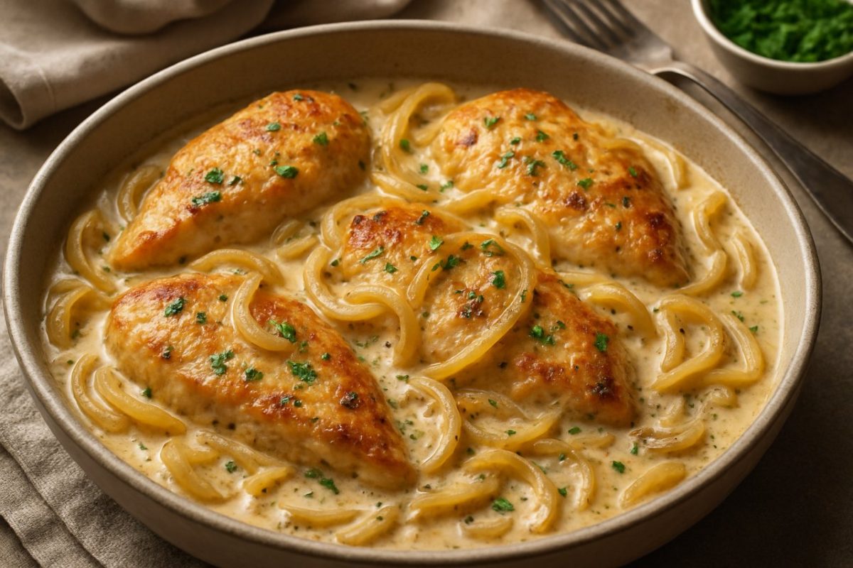 Poulet à l'oignon et à la crème