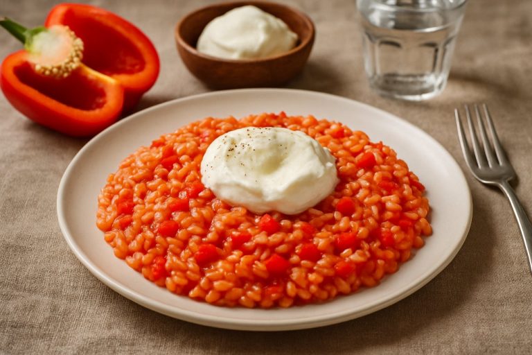risotto au poivron rouge et à la Robiola